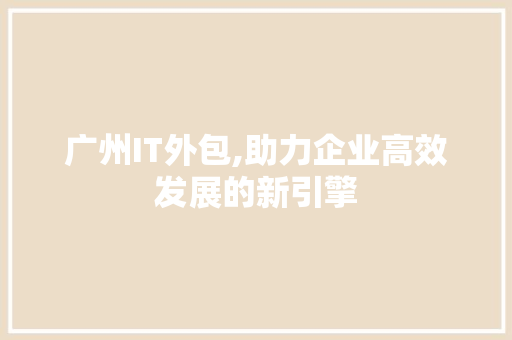 广州IT外包,助力企业高效发展的新引擎