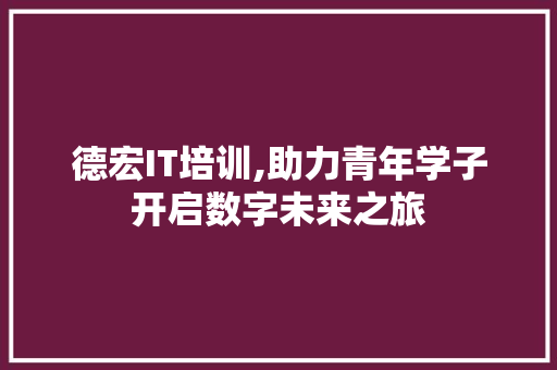 德宏IT培训,助力青年学子开启数字未来之旅