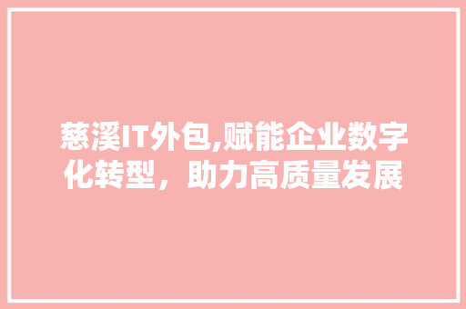慈溪IT外包,赋能企业数字化转型，助力高质量发展