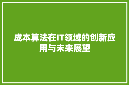 成本算法在IT领域的创新应用与未来展望 必应SEO