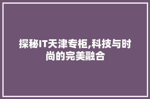 探秘IT天津专柜,科技与时尚的完美融合