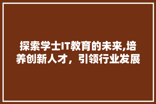 探索学士IT教育的未来,培养创新人才，引领行业发展