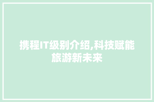 携程IT级别介绍,科技赋能旅游新未来