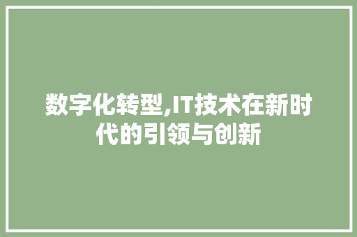 数字化转型,IT技术在新时代的引领与创新