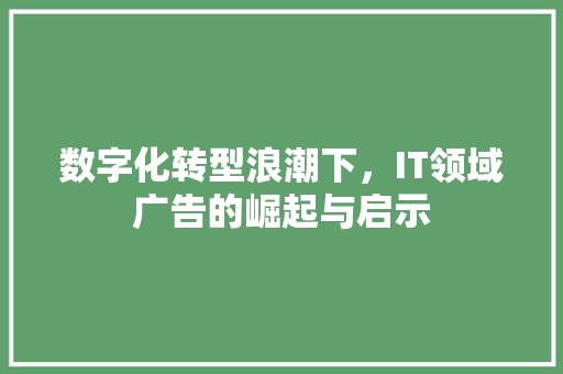 数字化转型浪潮下，IT领域广告的崛起与启示