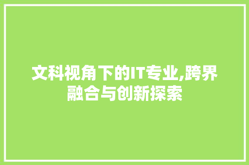 文科视角下的IT专业,跨界融合与创新探索