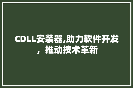 CDLL安装器,助力软件开发，推动技术革新