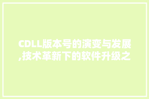 CDLL版本号的演变与发展,技术革新下的软件升级之路 神马SEO