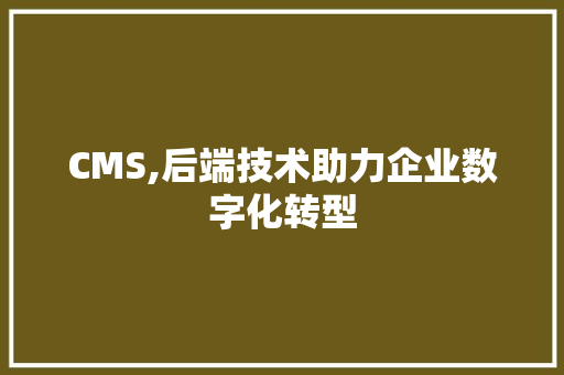 CMS,后端技术助力企业数字化转型 GoogleSEO