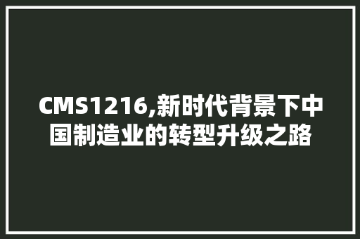 CMS1216,新时代背景下中国制造业的转型升级之路 GoogleSEO