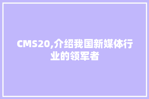 CMS20,介绍我国新媒体行业的领军者 必应SEO