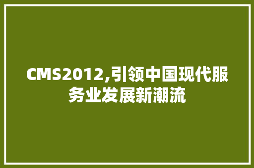 CMS2012,引领中国现代服务业发展新潮流 必应SEO
