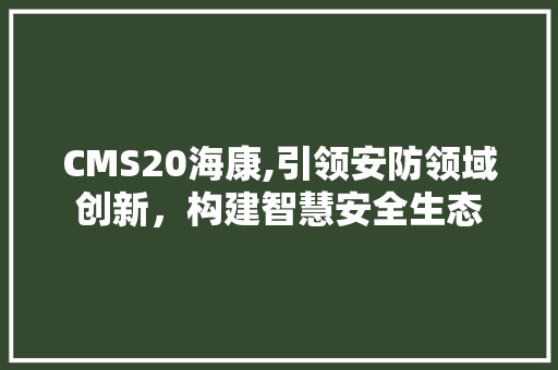 CMS20海康,引领安防领域创新，构建智慧安全生态