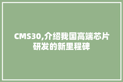 CMS30,介绍我国高端芯片研发的新里程碑 搜狗SEO
