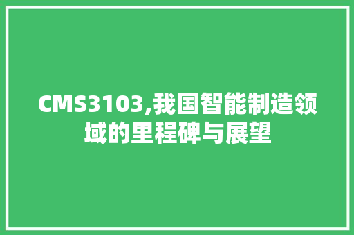 CMS3103,我国智能制造领域的里程碑与展望 百度SEO