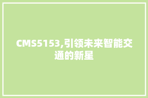 CMS5153,引领未来智能交通的新星 GoogleSEO