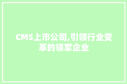 CMS上市公司,引领行业变革的领军企业