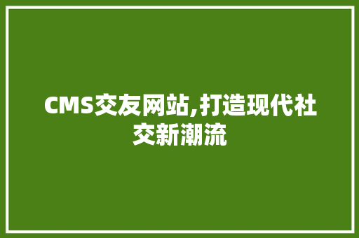 CMS交友网站,打造现代社交新潮流
