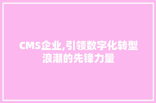 CMS企业,引领数字化转型浪潮的先锋力量