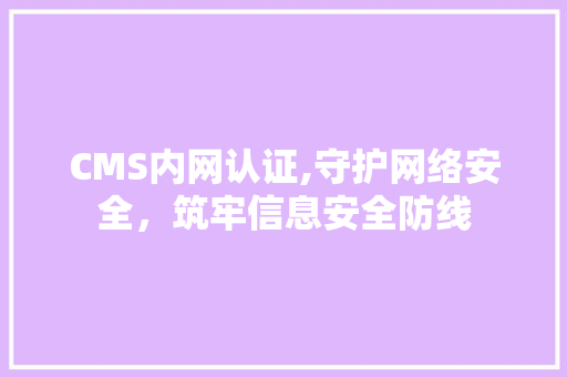 CMS内网认证,守护网络安全，筑牢信息安全防线 搜狗SEO