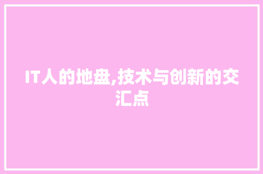 IT人的地盘,技术与创新的交汇点