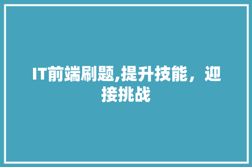 IT前端刷题,提升技能，迎接挑战