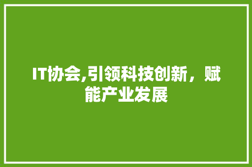 IT协会,引领科技创新，赋能产业发展 搜狗SEO