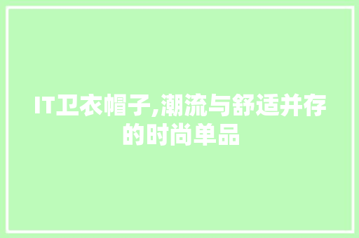 IT卫衣帽子,潮流与舒适并存的时尚单品 GoogleSEO