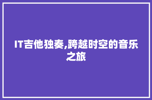 IT吉他独奏,跨越时空的音乐之旅 搜狗SEO