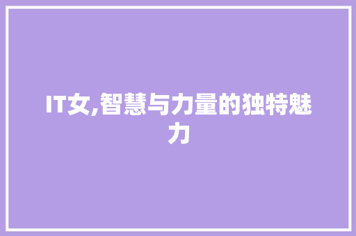 IT女,智慧与力量的独特魅力