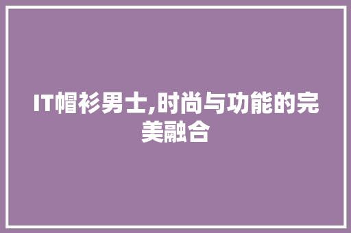 IT帽衫男士,时尚与功能的完美融合