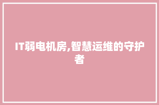 IT弱电机房,智慧运维的守护者