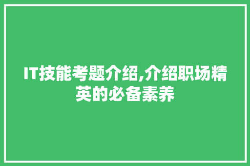 IT技能考题介绍,介绍职场精英的必备素养