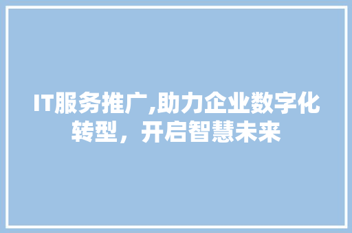 IT服务推广,助力企业数字化转型，开启智慧未来