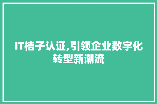 IT桔子认证,引领企业数字化转型新潮流 百度SEO