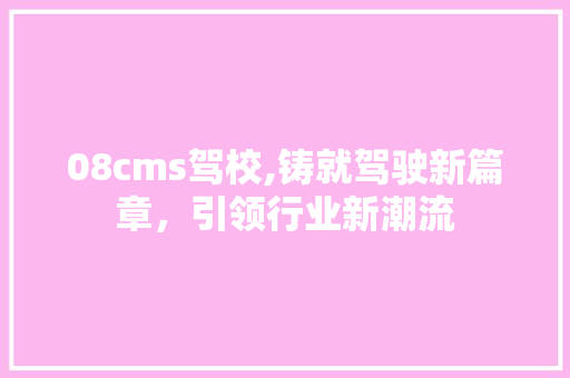 08cms驾校,铸就驾驶新篇章，引领行业新潮流 搜狗SEO