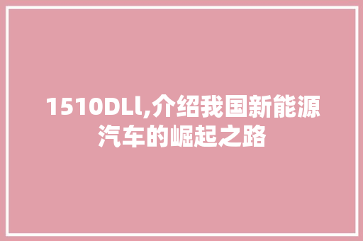 1510DLl,介绍我国新能源汽车的崛起之路