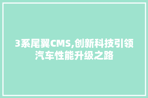 3系尾翼CMS,创新科技引领汽车性能升级之路