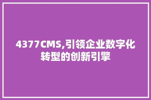 4377CMS,引领企业数字化转型的创新引擎 神马SEO