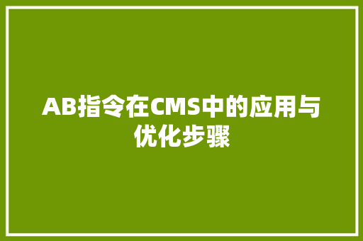 AB指令在CMS中的应用与优化步骤