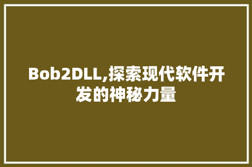 Bob2DLL,探索现代软件开发的神秘力量 GoogleSEO