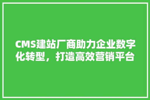 CMS建站厂商助力企业数字化转型，打造高效营销平台