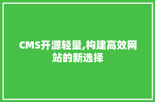 CMS开源轻量,构建高效网站的新选择
