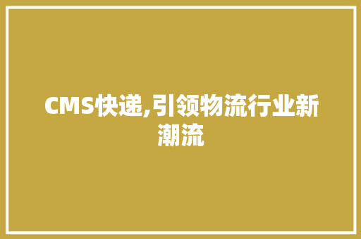 CMS快递,引领物流行业新潮流