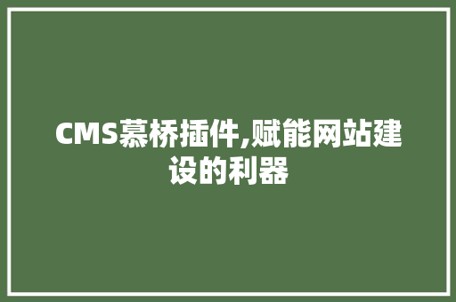 CMS慕桥插件,赋能网站建设的利器 必应SEO