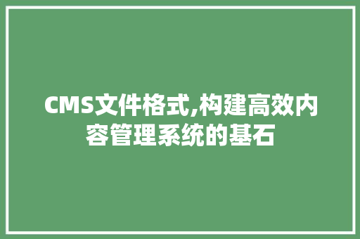 CMS文件格式,构建高效内容管理系统的基石