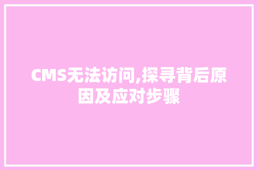 CMS无法访问,探寻背后原因及应对步骤