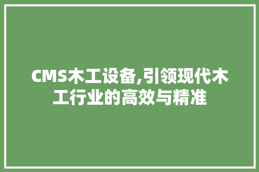 CMS木工设备,引领现代木工行业的高效与精准 神马SEO