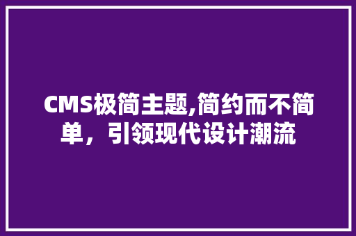 CMS极简主题,简约而不简单，引领现代设计潮流 必应SEO