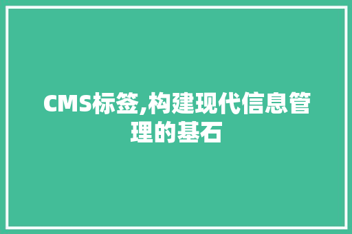 CMS标签,构建现代信息管理的基石 神马SEO